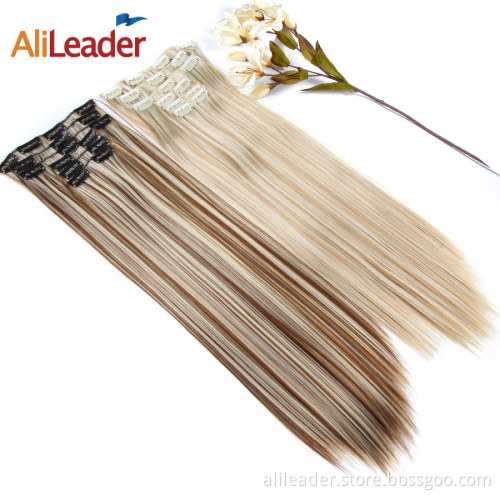Synthetic Natural Silk Straight Hair 16 Clips